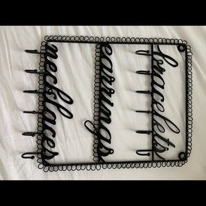 Jewelry holder for wall with hooks